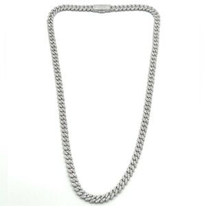 925 Silver, 8.6CTW Moissanite Slim Miami Cuban Chain